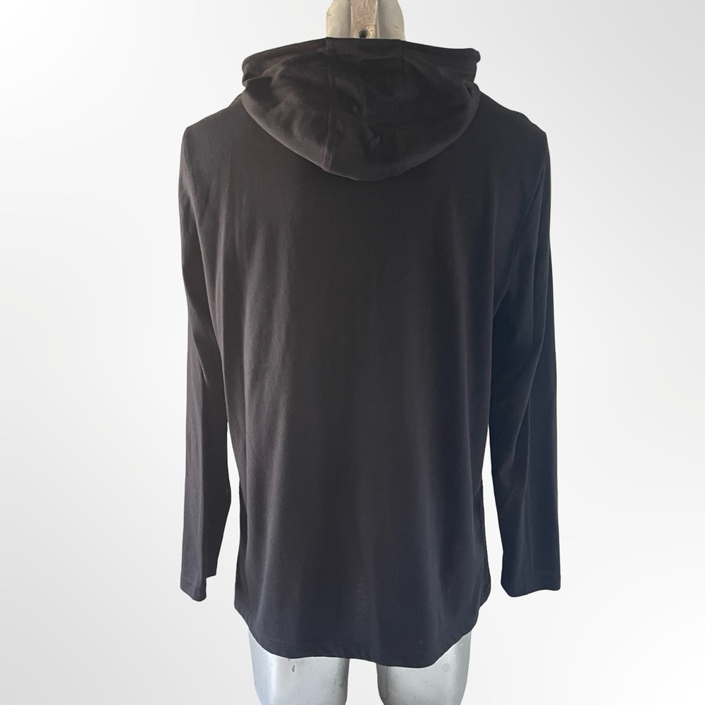 NWOT INC Black Hooded Long Sleeve Top in size L - Picture 2 of 6
